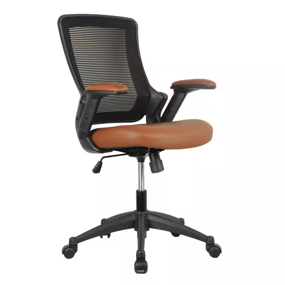 25 In. Width Big and Tall Brown Leather Chair with Adjustable Height