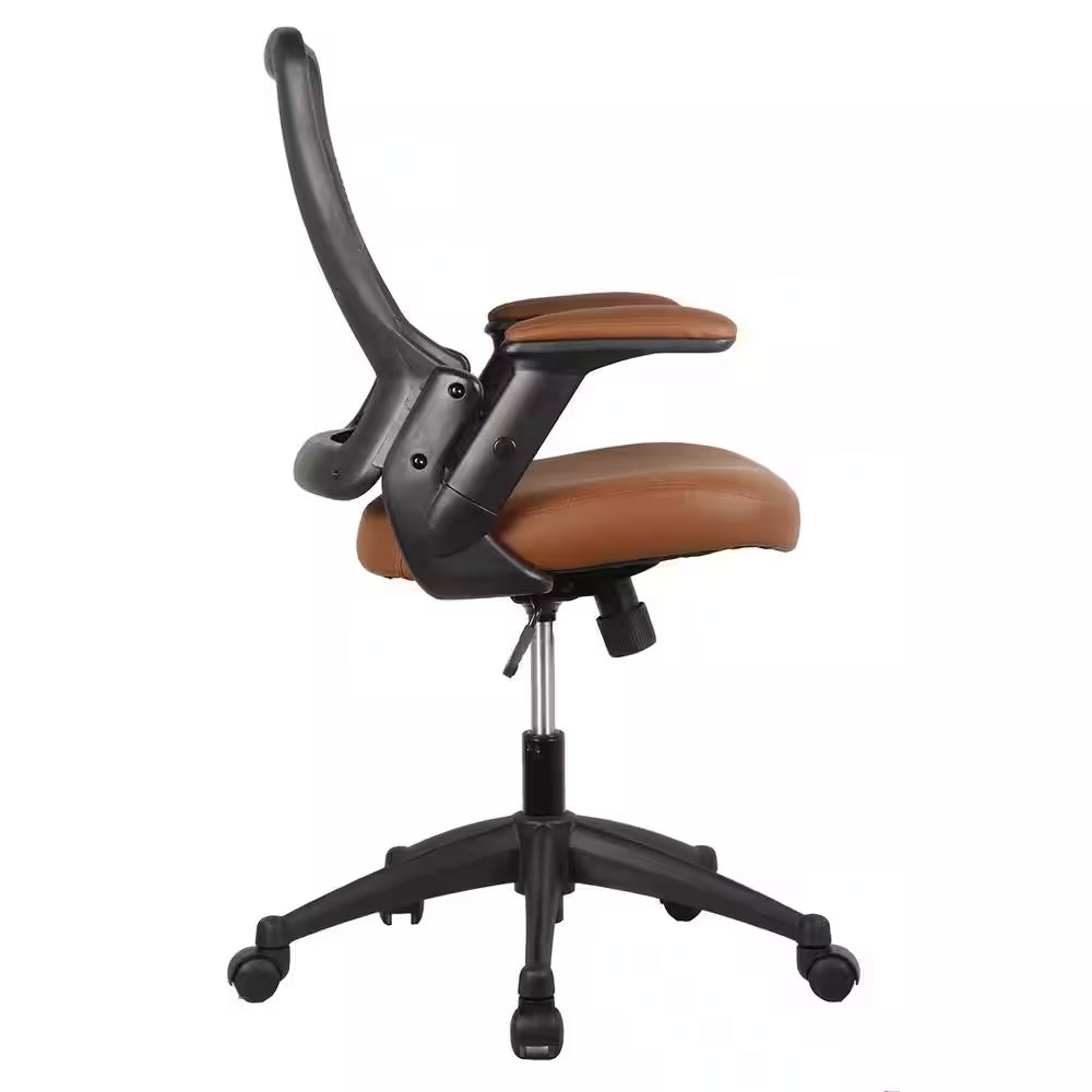25 In. Width Big and Tall Brown Leather Chair with Adjustable Height