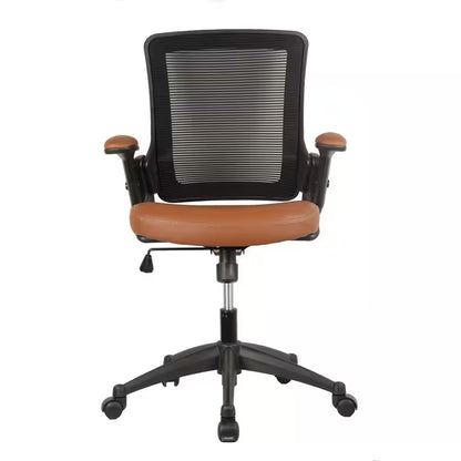25 In. Width Big and Tall Brown Leather Chair with Adjustable Height